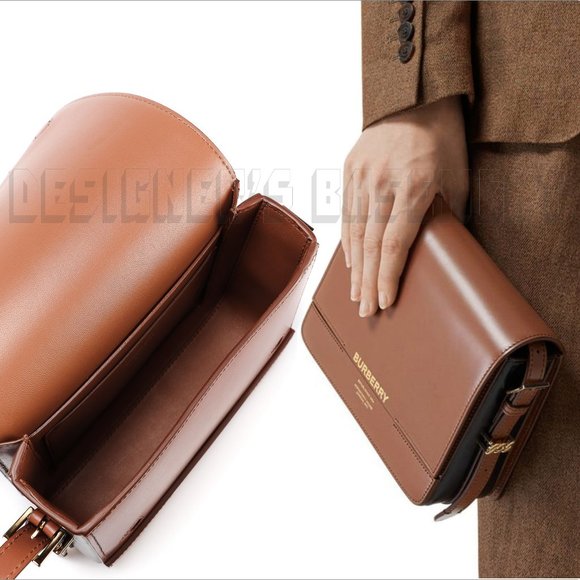 BURBERRY brown & black GRACE calfskin Leather convertible Small shoulder Bag NWT - Picture 9 of 14